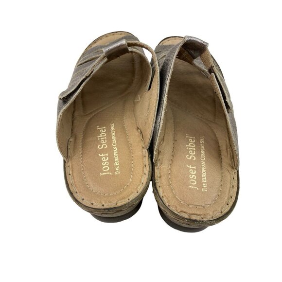 *Josef Seibel Sandals Womens 41 Metallic Silver Caged Strappy Slip On Slide Mule - Picture 9 of 11